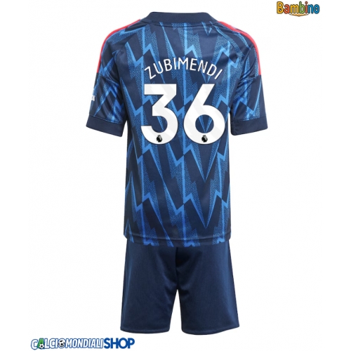 Maglie da calcio Arsenal Martin Zubimendi #36 Seconda Maglia Bambino 2025-26 Manica Corta + Pantaloni corti)